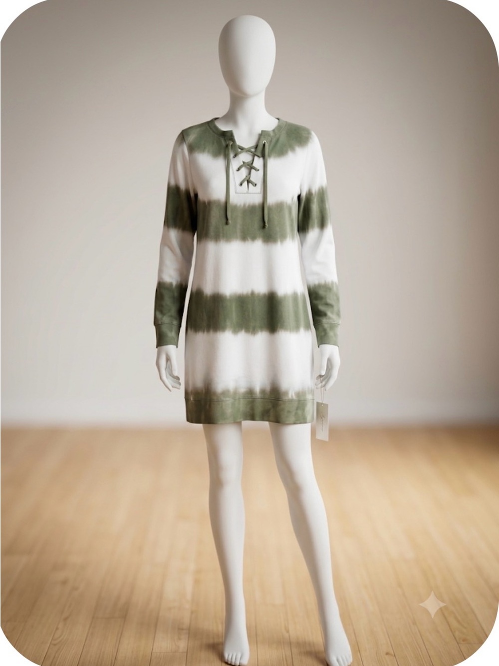 Tie-Dye Lace-Up Sweatshirt Dress in Olive & White Gap Small
